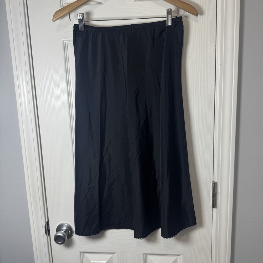 Vintage Lady Lynne Black Half Slip Scalloped 27" Medium M - Picture 5 of 5